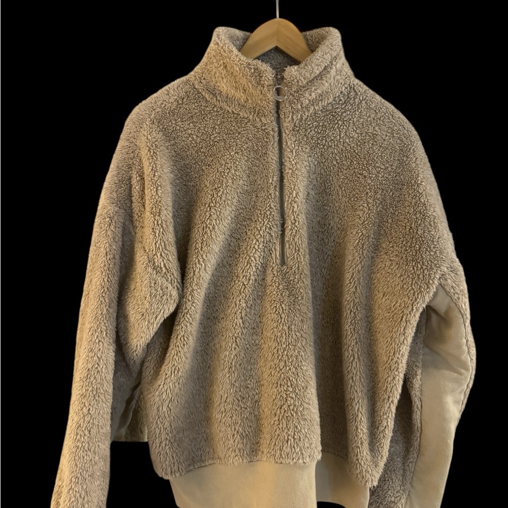 Lole Tan Fleece Quarter-Zip Sweatshirt